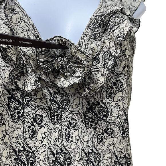 VTG Max Studio Womens Y2K Silk Floral Sheer Tank Top Size 0 Black Dainty Fairy - Picture 5 of 9